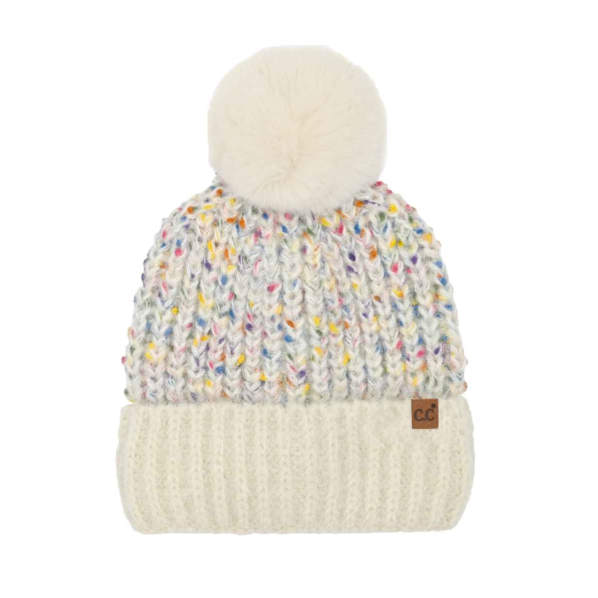 Colorful Confetti Pom Beanie