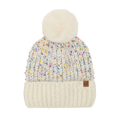 Colorful Confetti Pom Beanie