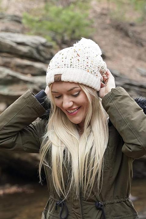 Colorful Confetti Pom Beanie