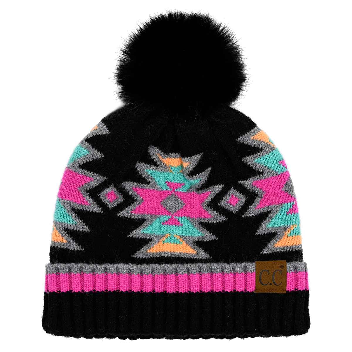 Penelope Southwest Pattern Pom Beanie