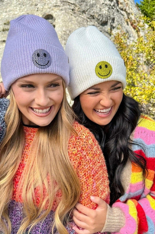 Layla Rhinestone Smiley Beanie