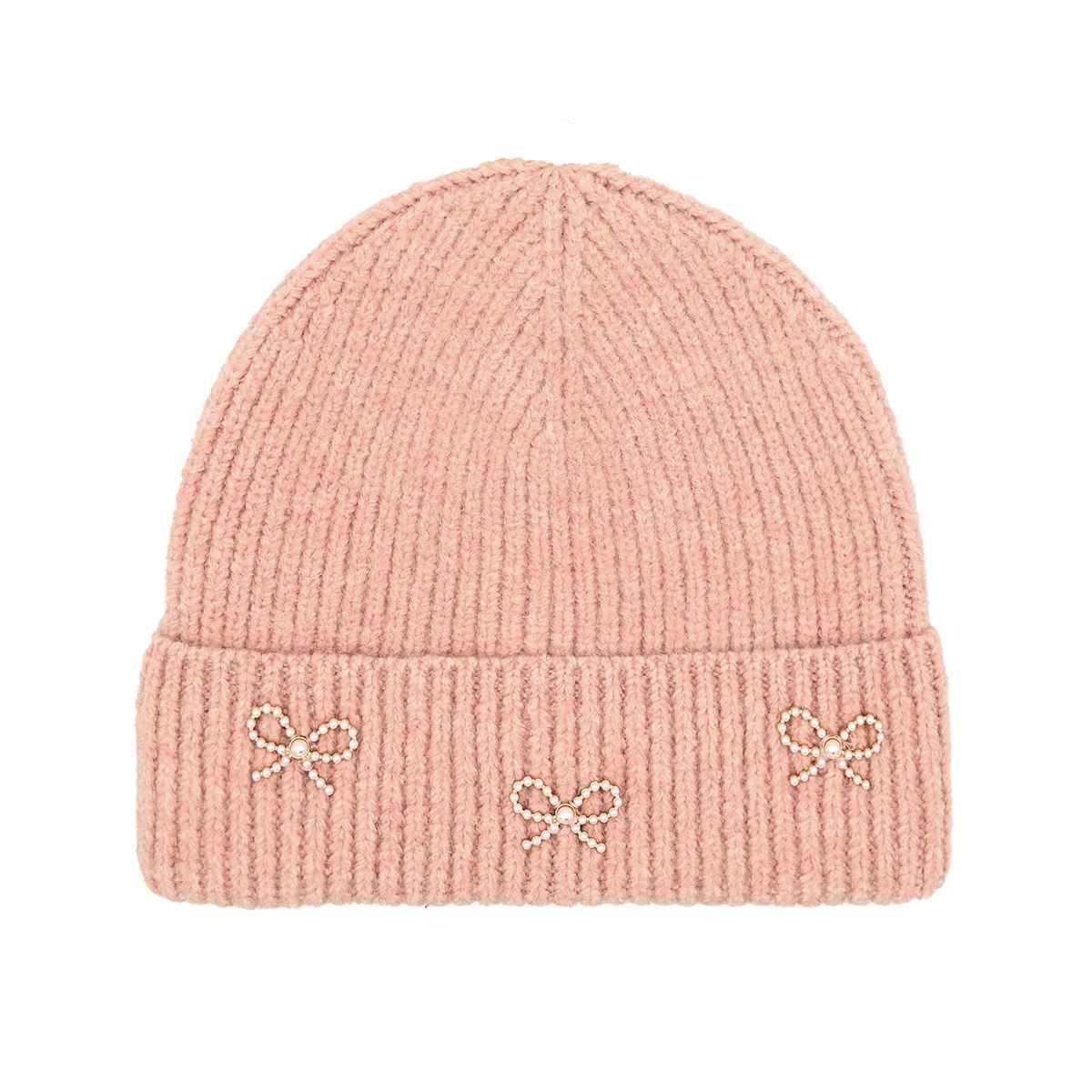 Pearl Bow Charm Cuff Beanie