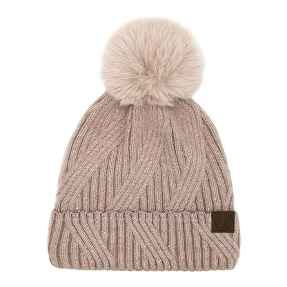 Grace Sequin Pom Beanie