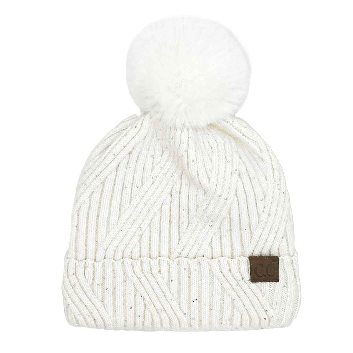 Grace Sequin Pom Beanie