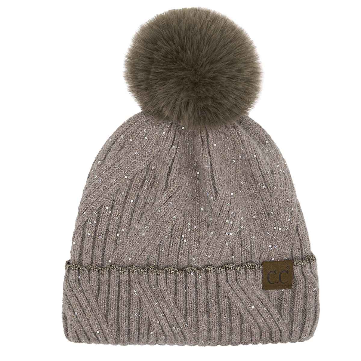 Grace Sequin Pom Beanie