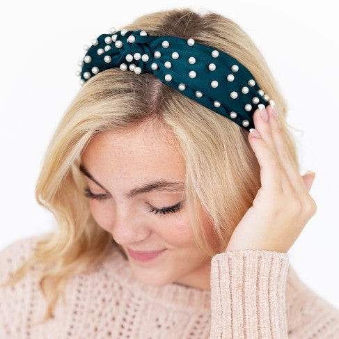 Green Paige Satin Headband