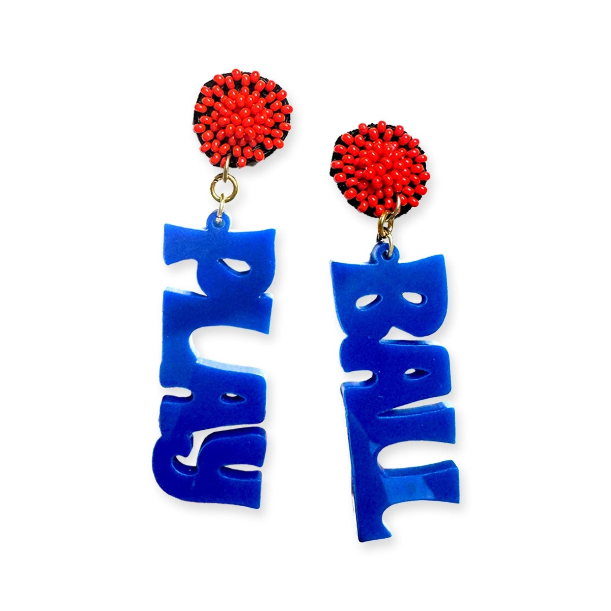 Royal Blue Play Ball Earrings