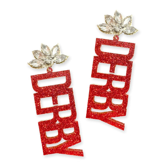 Red Glitter Derby Earrings