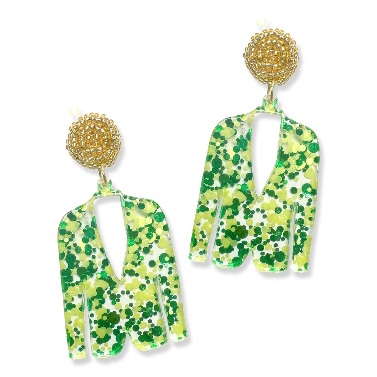 Green & Gold Glitter Jacket Earrings