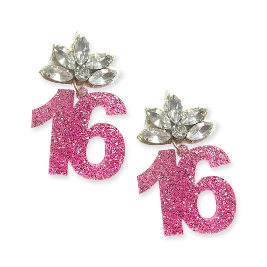 Hot Pink Glitter 16 Earrings