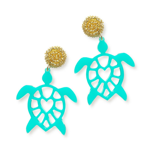 Mint Turtle Earrings