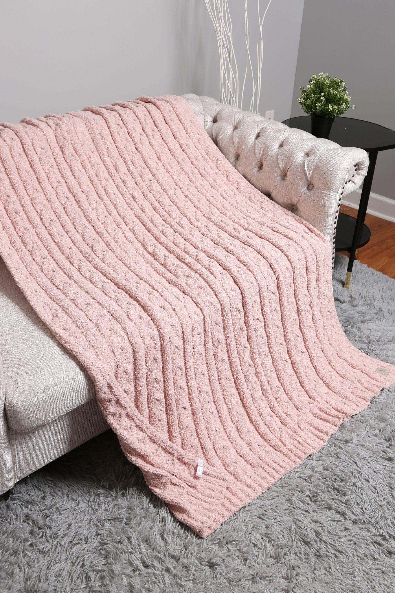 Super Lux Braided Cable Knit Throw Blanket