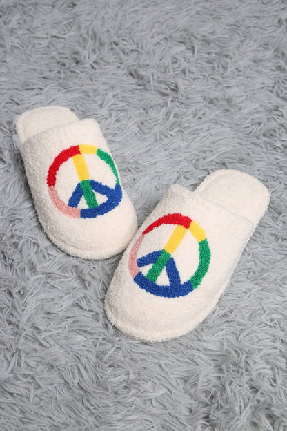 Super Lux Rainbow Peace Sign Slippers