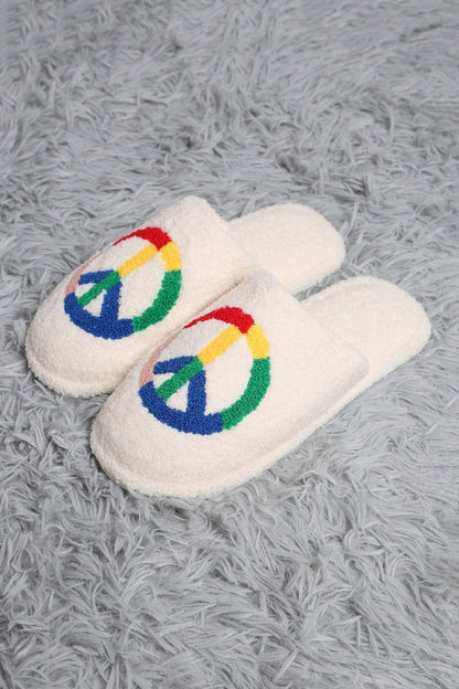 Super Lux Rainbow Peace Sign Slippers