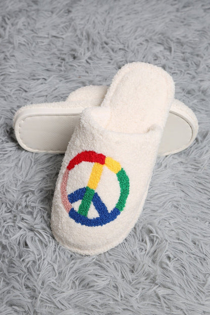 Super Lux Rainbow Peace Sign Slippers