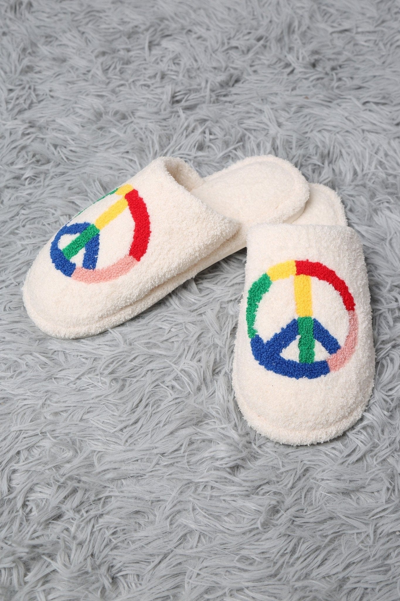 Super Lux Rainbow Peace Sign Slippers