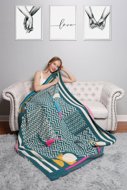 Super Lux Geometric 90s Pattern Throw Blanket