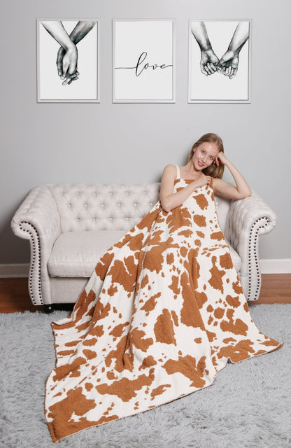 Super Lux Cow Print Throw Blanket