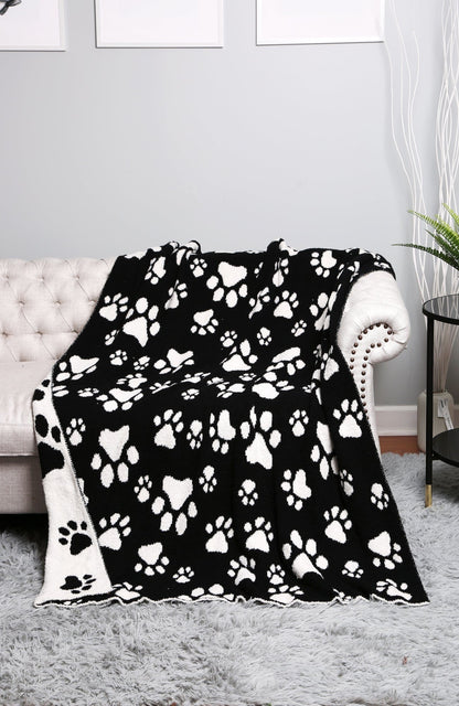 Super Lux Paw Print Throw Blanket