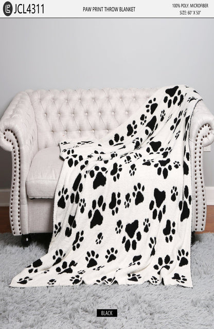 Super Lux Paw Print Throw Blanket