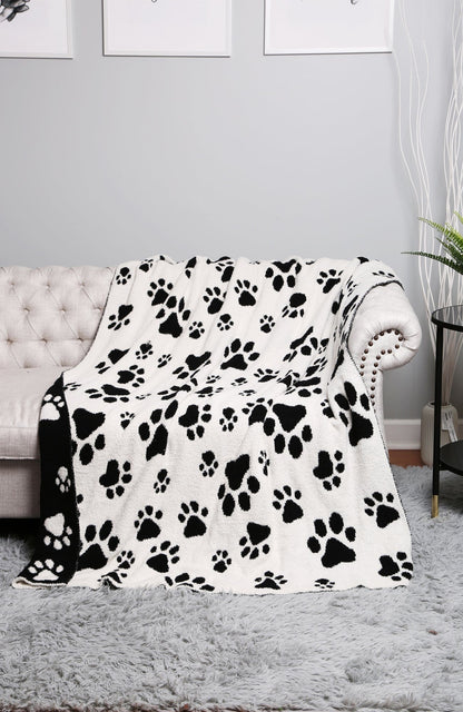 Super Lux Paw Print Throw Blanket