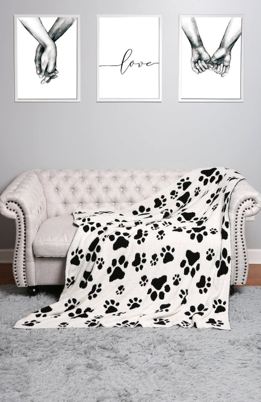 Super Lux Paw Print Throw Blanket