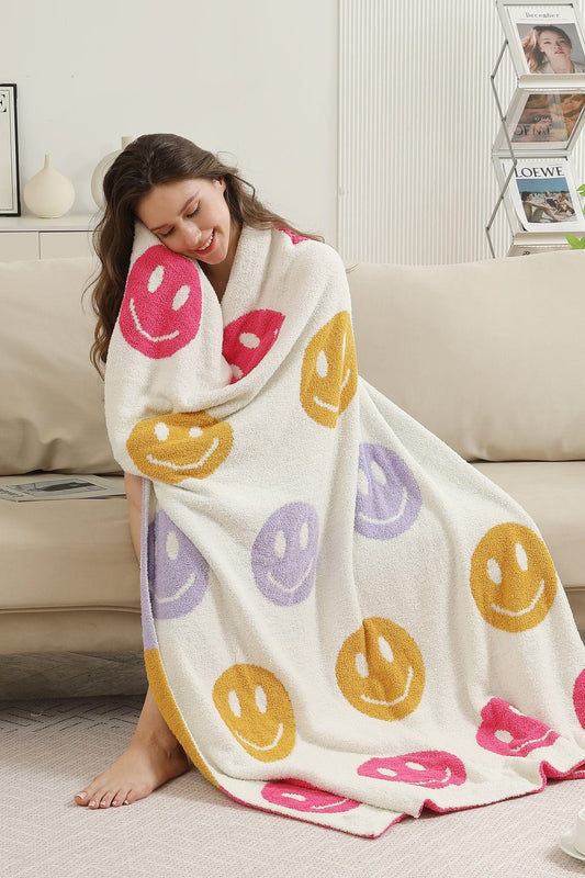 Super Lux Multi Color Smiley Face Blanket