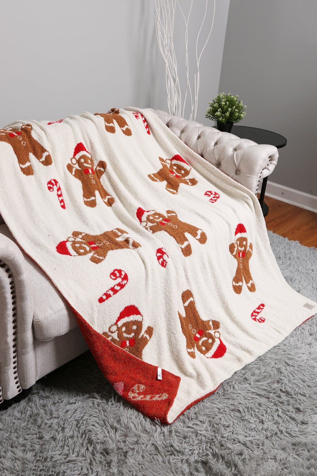 Super Lux Gingerbread with Santa Hat Christmas Blanket