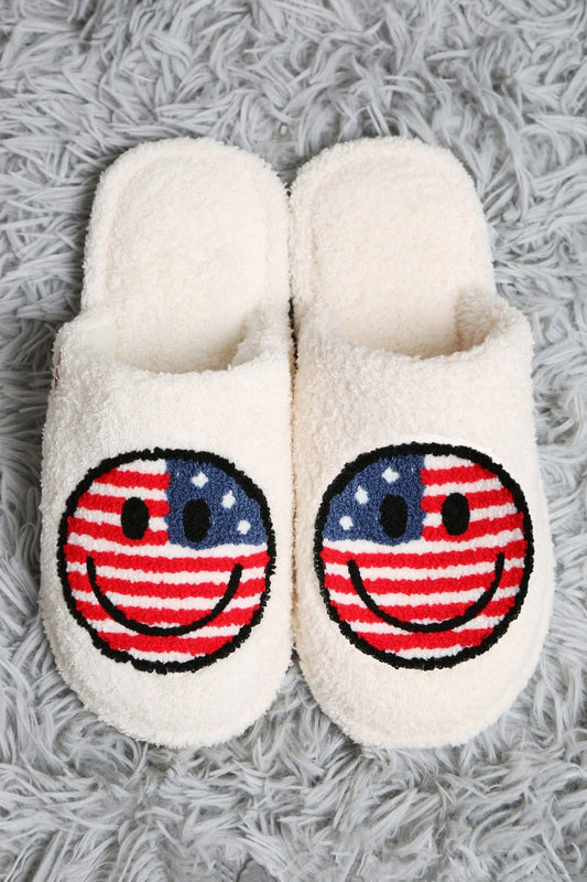 Super Lux American Flag Smiley Slippers