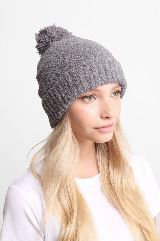 Solid Beanie with Pom-Pom