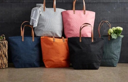 Leather Handle Jute Burlap Tote