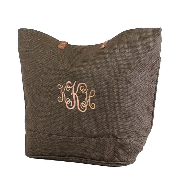 Leather Handle Jute Burlap Tote