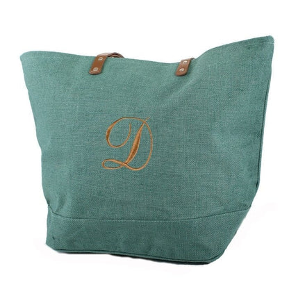 Leather Handle Jute Burlap Tote