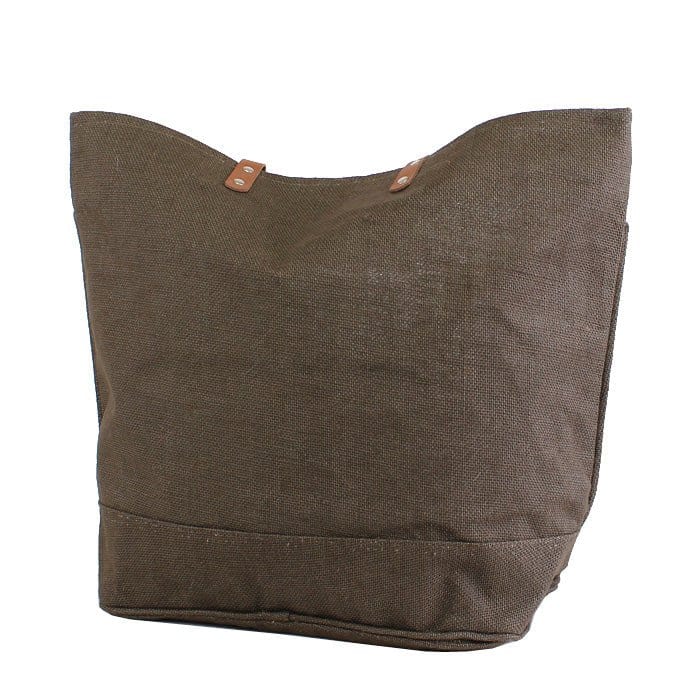 Leather Handle Jute Burlap Tote