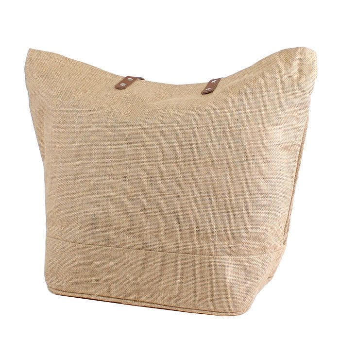 Leather Handle Jute Burlap Tote