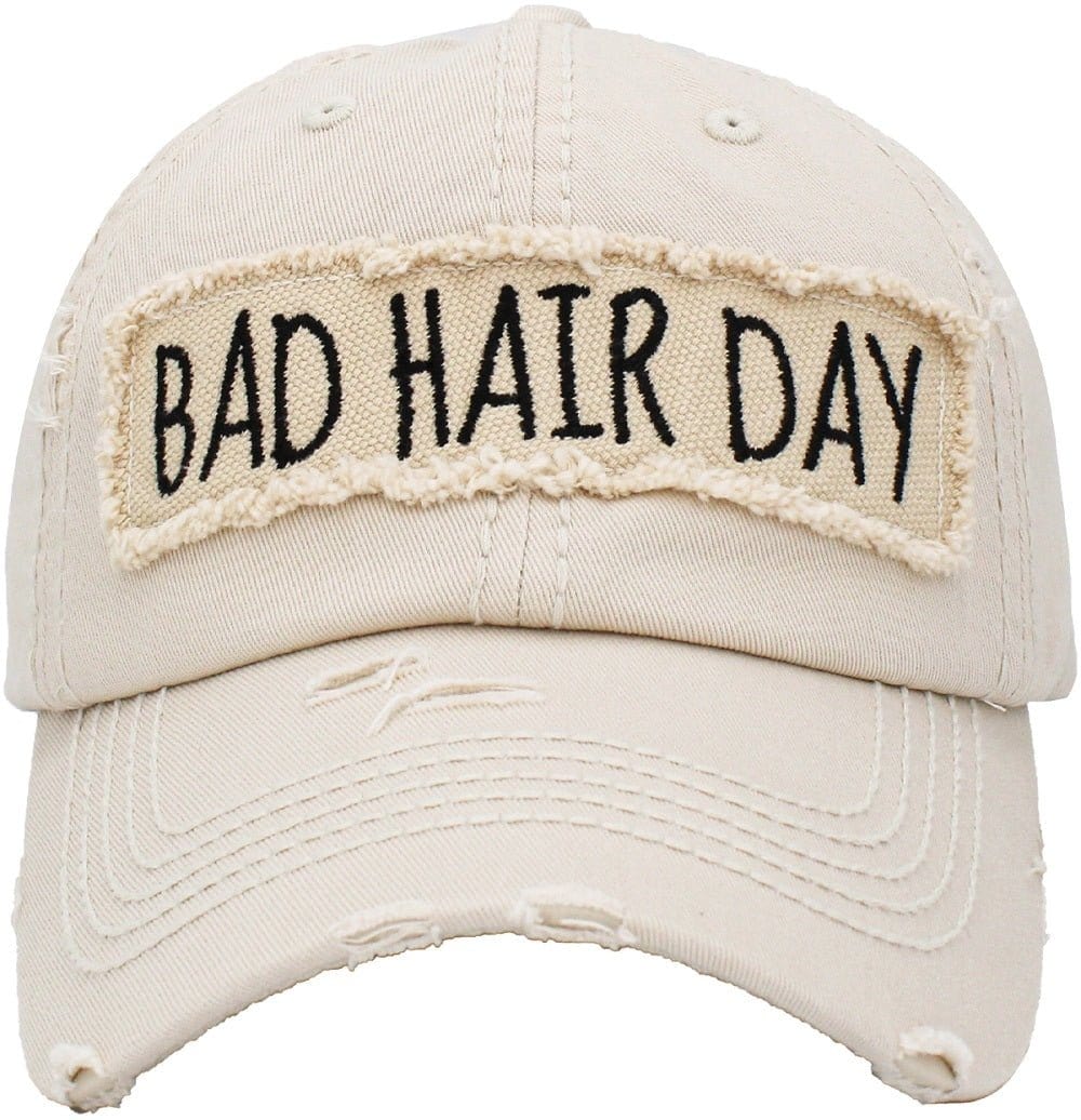 BAD HAIR DAY' Distressed Cotton Cap