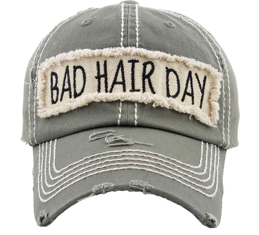 BAD HAIR DAY' Distressed Cotton Cap