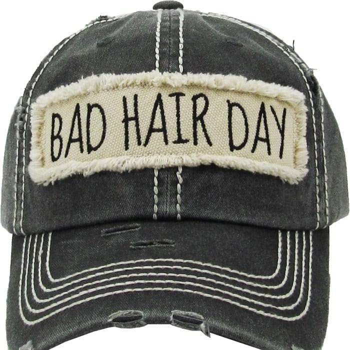 BAD HAIR DAY' Distressed Cotton Cap