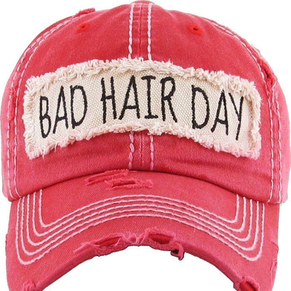 BAD HAIR DAY' Distressed Cotton Cap