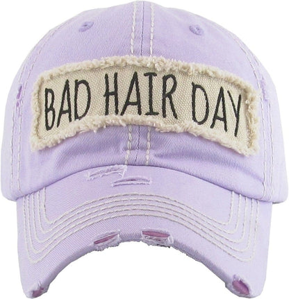 BAD HAIR DAY' Distressed Cotton Cap