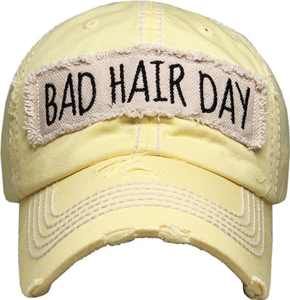 BAD HAIR DAY' Distressed Cotton Cap