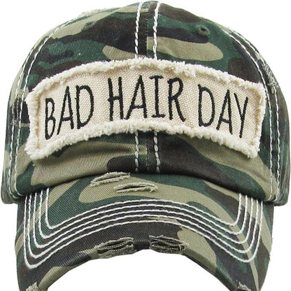 BAD HAIR DAY' Distressed Cotton Cap