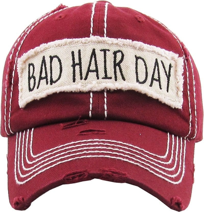 BAD HAIR DAY' Distressed Cotton Cap