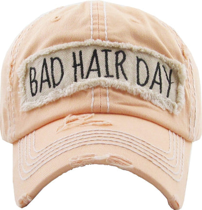 BAD HAIR DAY' Distressed Cotton Cap