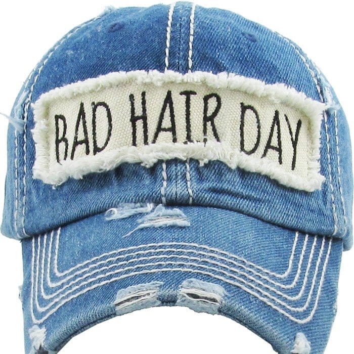 BAD HAIR DAY' Distressed Cotton Cap