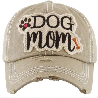 "DOG MOM" Washed Vintage Premium Cotton Cap