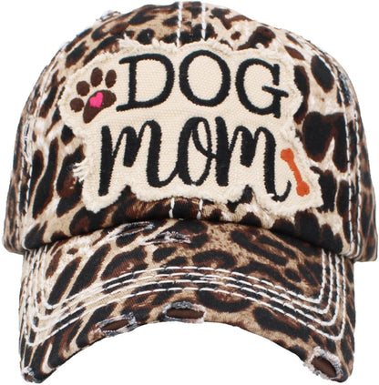 "DOG MOM" Washed Vintage Premium Cotton Cap