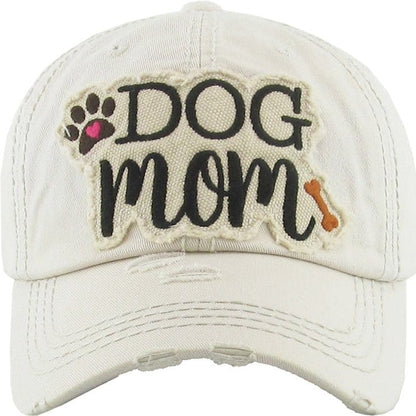 "DOG MOM" Washed Vintage Premium Cotton Cap