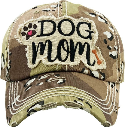 "DOG MOM" Washed Vintage Premium Cotton Cap