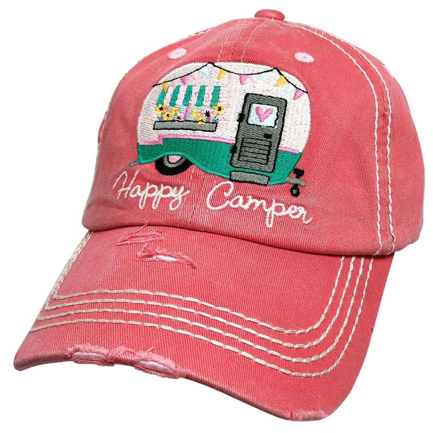 "HAPPY CAMPER" Vintage Washed Baseball Cap